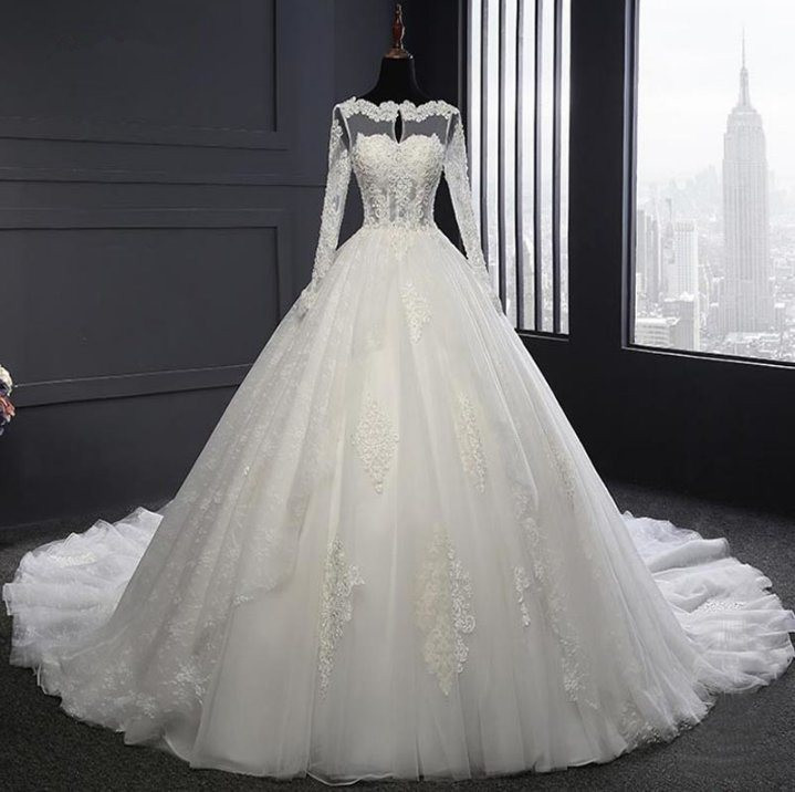 Big Wedding Dresses
 China Real Long Sleeve Ball Gown Big Train Bridal Wedding