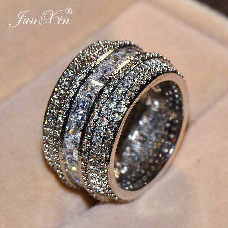Big Wedding Rings For Women
 Luxury Women Big Full AAA Zircon Rings Female Stackable