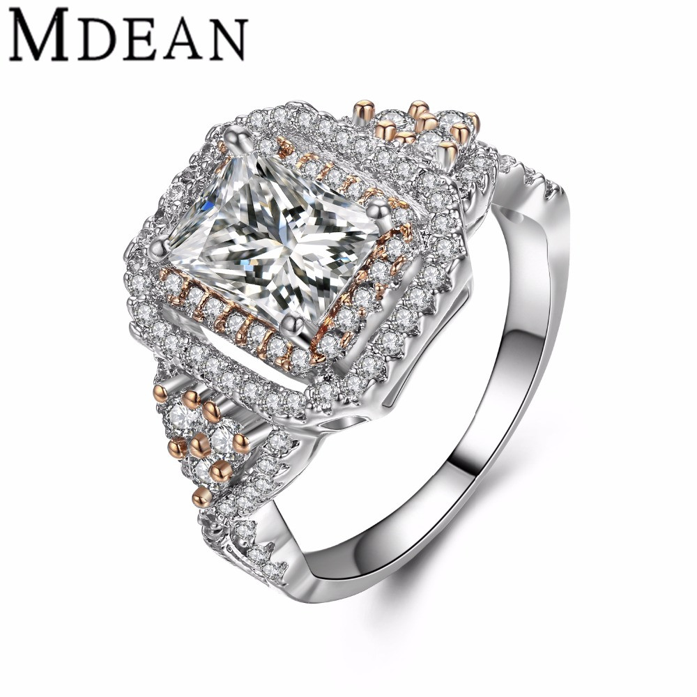 Big Wedding Rings For Women
 MDEAN big AAA Zircon jewelry White Gold Color Rings for