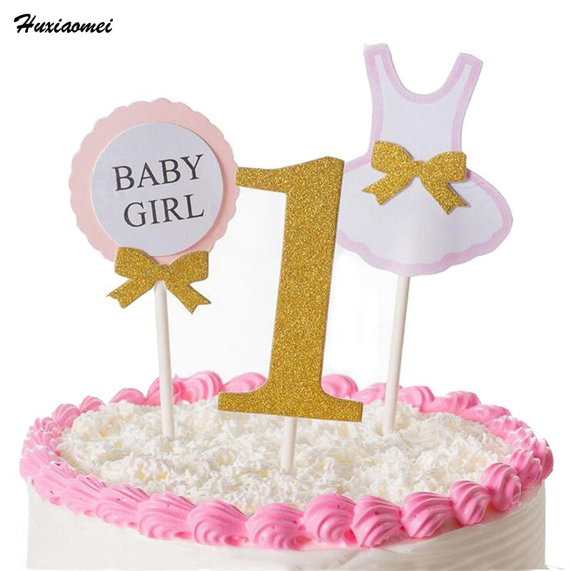 Birthday Cake For 1 Year Old Baby Girl
 Huxiaomei 3Pcs Cake Topper Flag Baby Boy Girl 1 Year Old