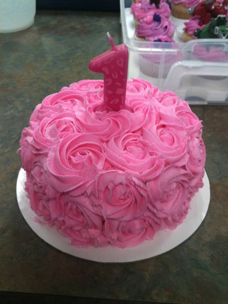 Birthday Cake For 1 Year Old Baby Girl
 Rosette smash cake for one year old girl birthday