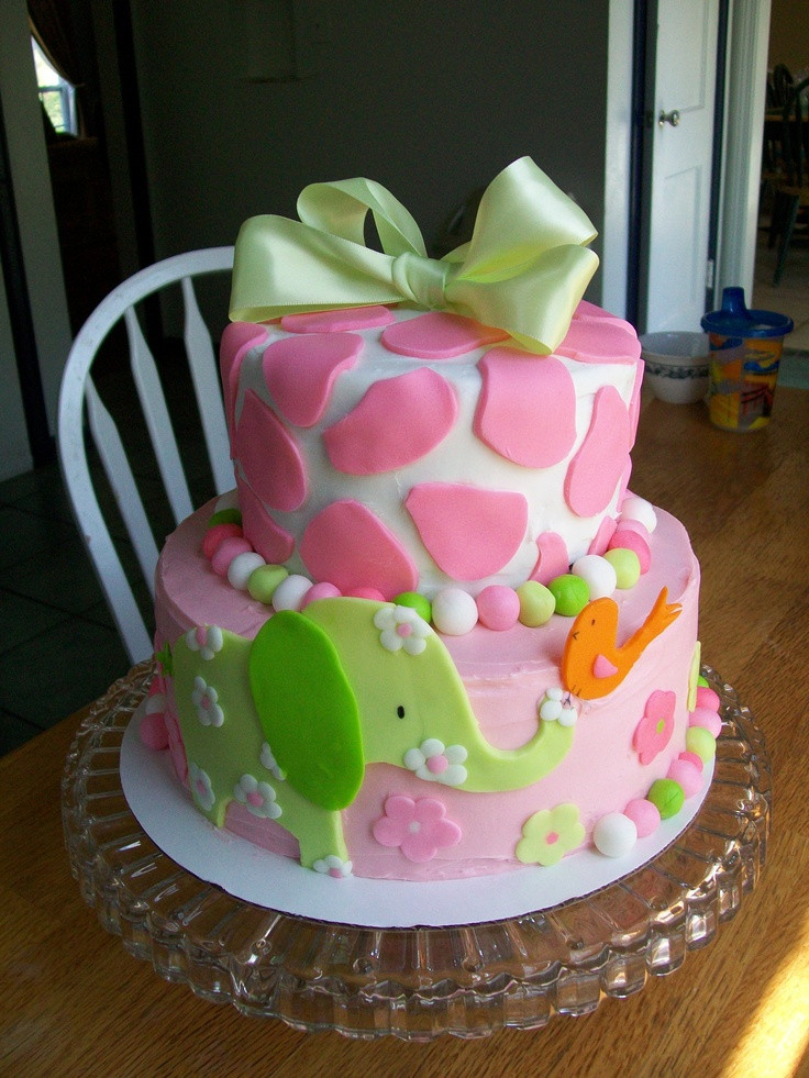 Birthday Cake For Baby Girl
 elephant baby girl cake