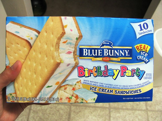 Birthday Cake Ice Cream Sandwich
 Product review Blue Bunny Birthday Party ice cream sandwiches