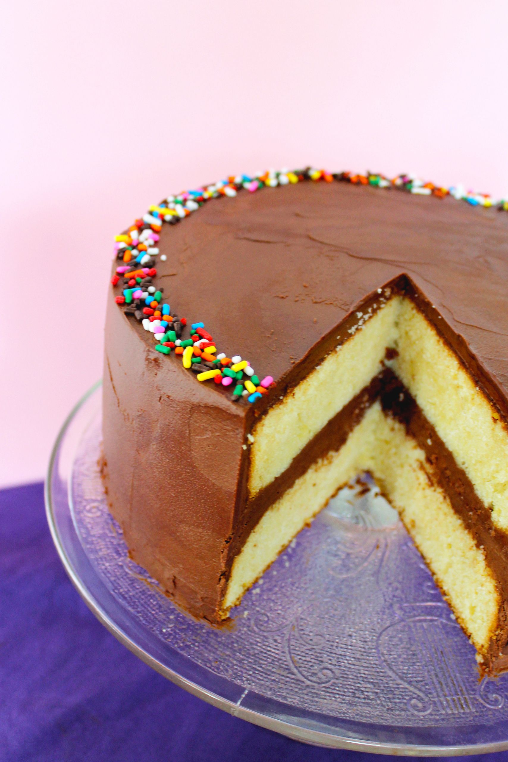 Birthday Cake Icing Recipe
 Yellow Birthday Cake with Fluffy Chocolate Ganache Frosting