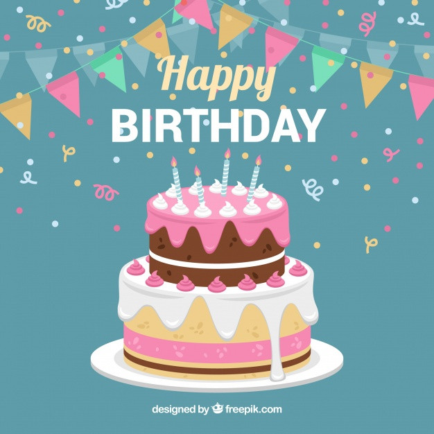 Birthday Cake Picture Free Download
 Birthday cake background with garland Vector