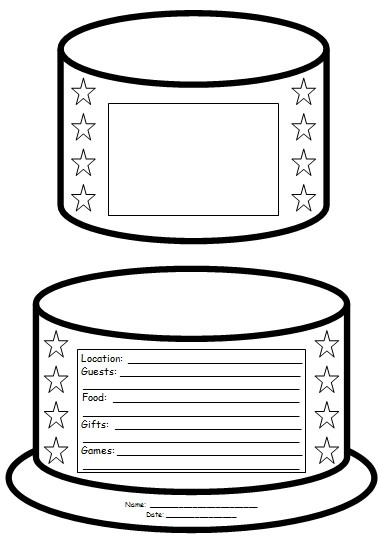 Birthday Cake Template
 Birthday Cake Book Report Project templates worksheets