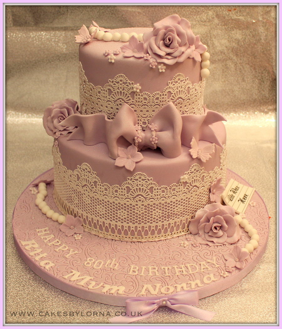 Birthday Cakes For Ladies
 La s 80Th Two Tier Vintage Inspired Lace Birthday Cake