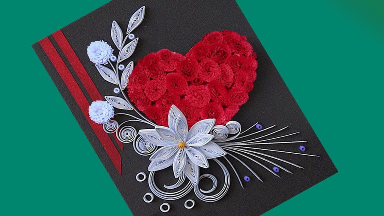 Birthday Card Designs
 How to make Beautiful Flower with Heart Design Greeting