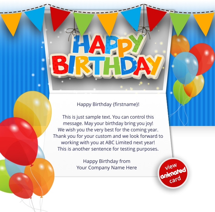 Birthday Cards Email
 Corporate Birthday eCards