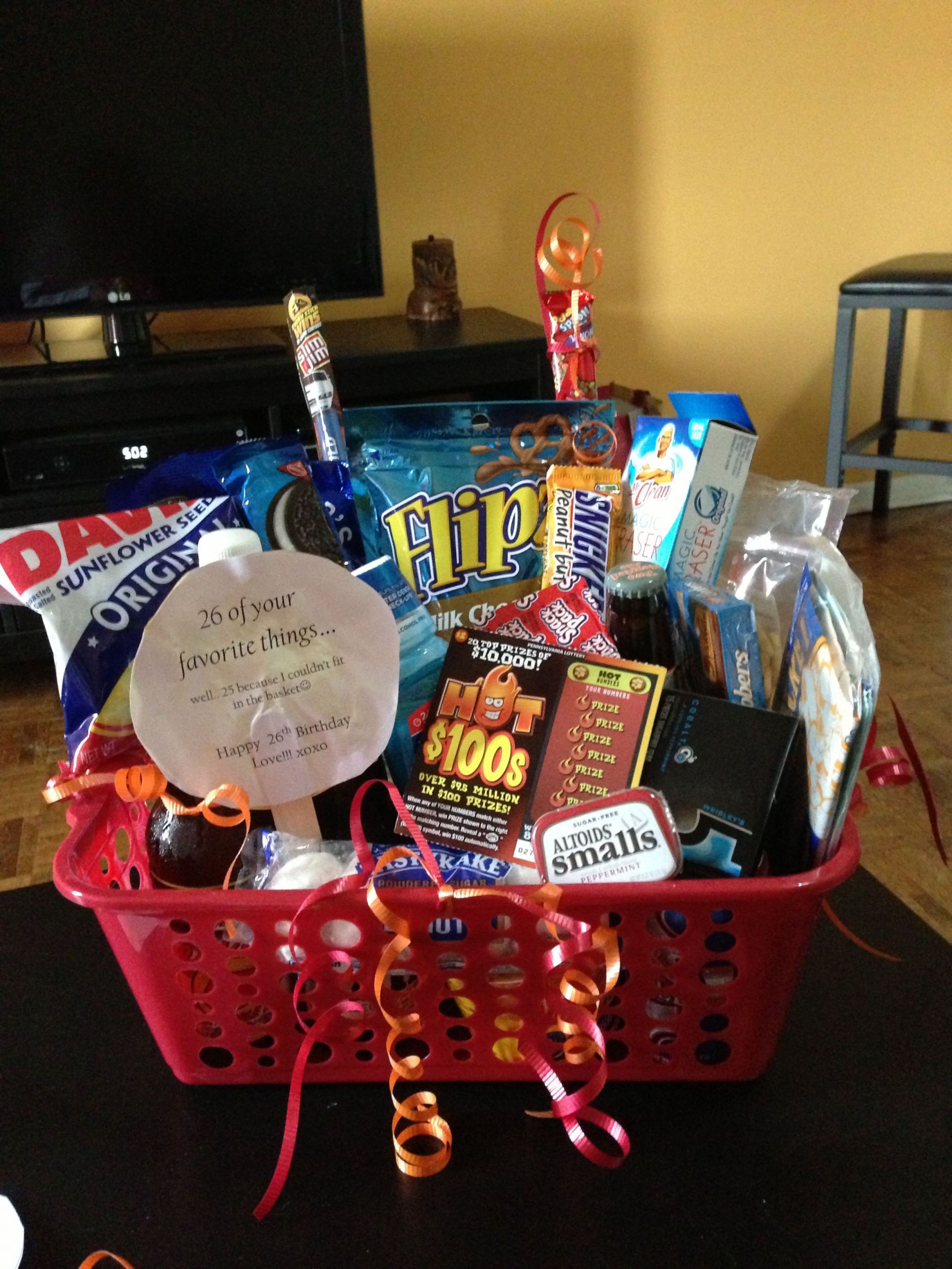 Birthday Gift Baskets For Him
 Boyfriend birthday basket 26 of his favorite things for
