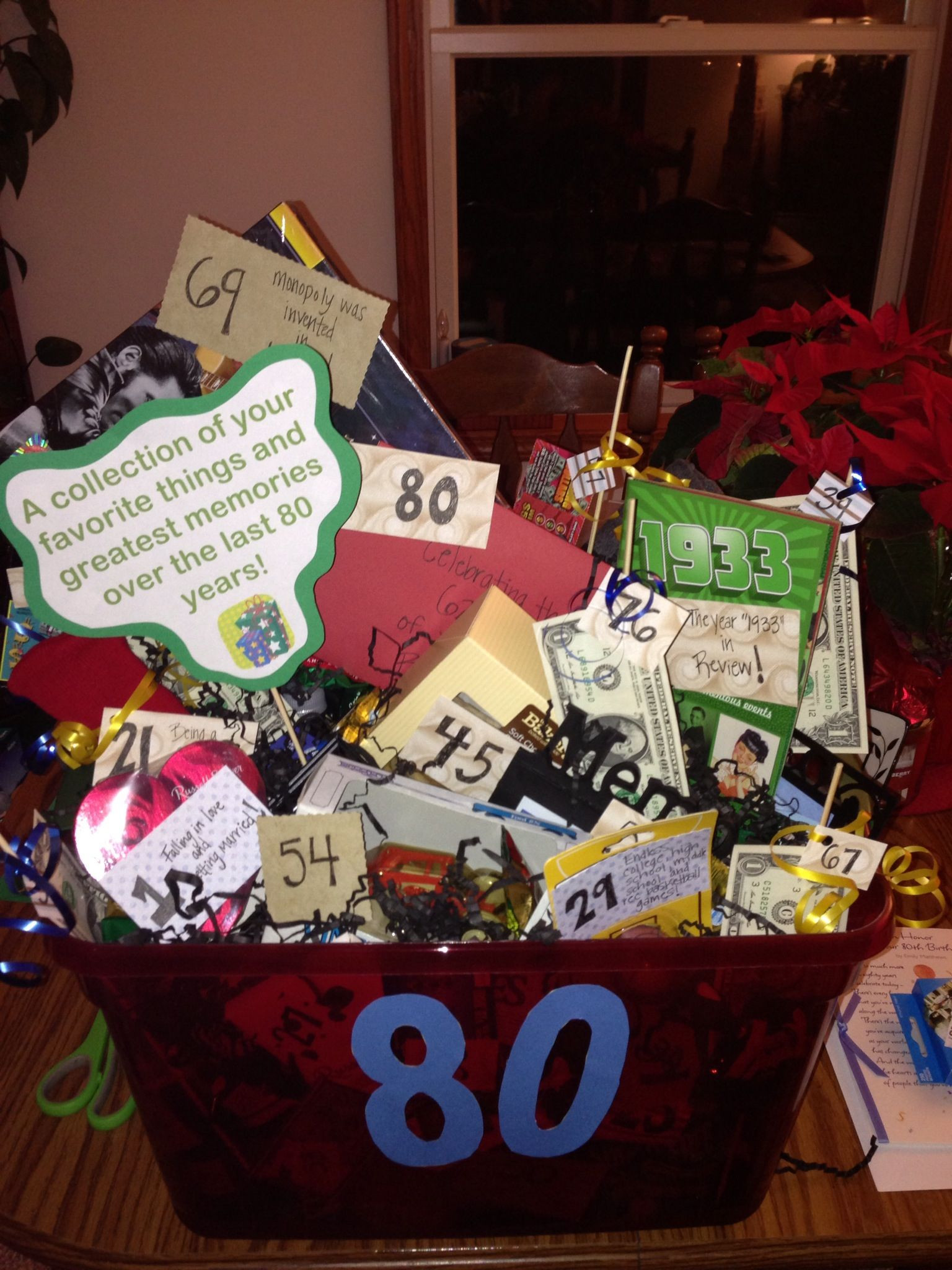 Birthday Gift Ideas For Grandpa From Grandkids
 80th Birthday Basket for my Grandpa Filled with his