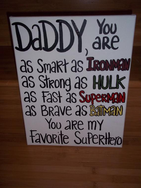 Birthday Gifts For Father
 Items similar to Superhero hand painted canvas for DAD on Etsy