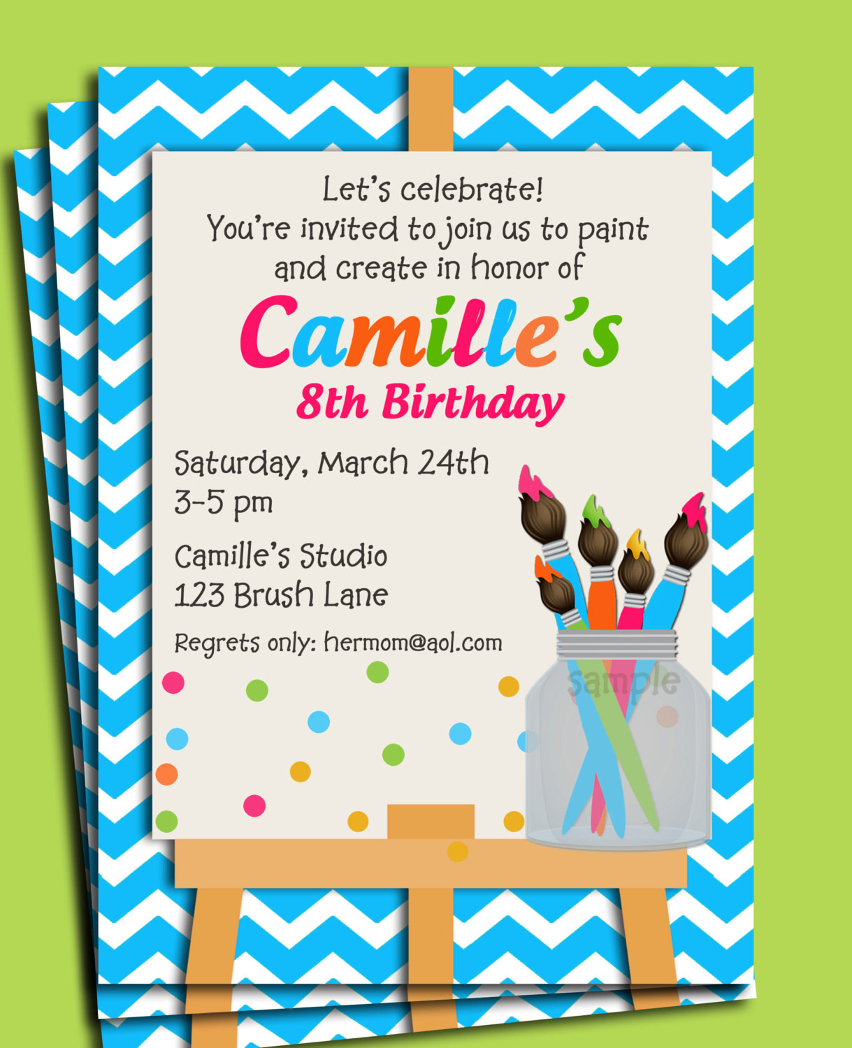 Birthday Invitation
 Painting Art Party Birthday Invitation Printable or Printed