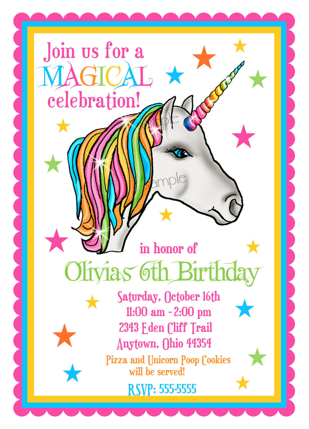 Birthday Invitation
 Unicorn Invitations Unicorn Birthday Party by