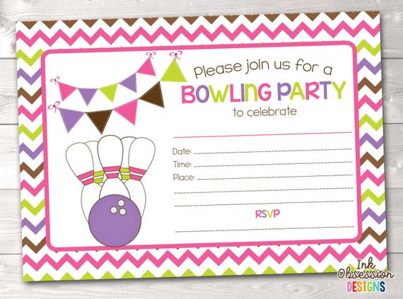 Birthday Invitations
 Printable Girls Bowling Party Invitation Fill in the Blank