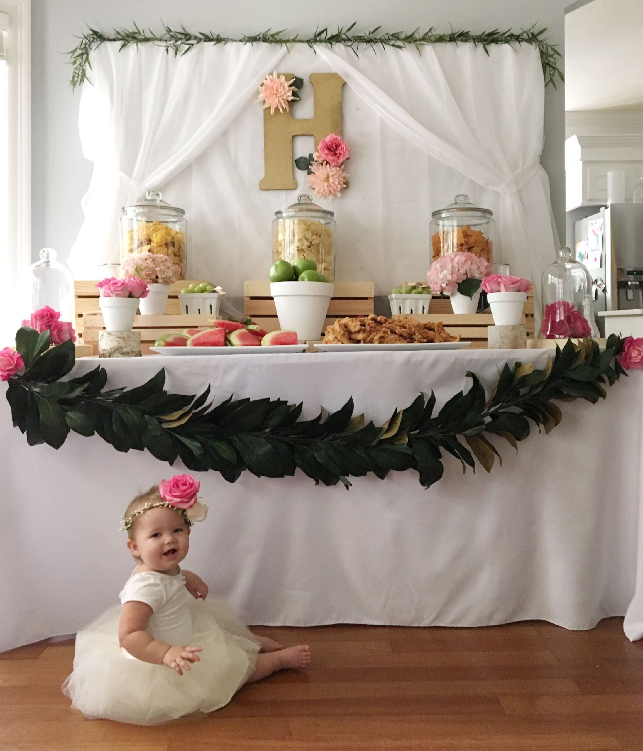 Birthday Party Decoration Ideas For 1 Year Old
 Harper s Floral First Birthday