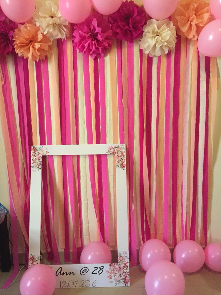 Birthday Party Decorations Diy
 DIY photo backdrop for my friend s 28th birthday party