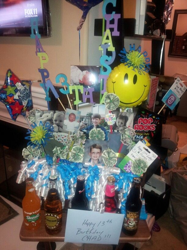Birthday Party Ideas For 13 Year Old Boy
 Birthday basket for my 13 year old son o in 2019