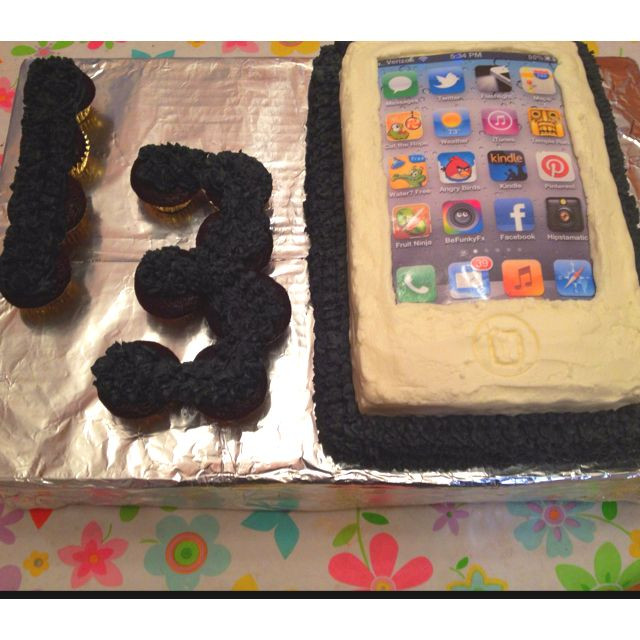Birthday Party Ideas For 13 Year Old Boy
 iPhone techie birthday cake for a 13 year old party