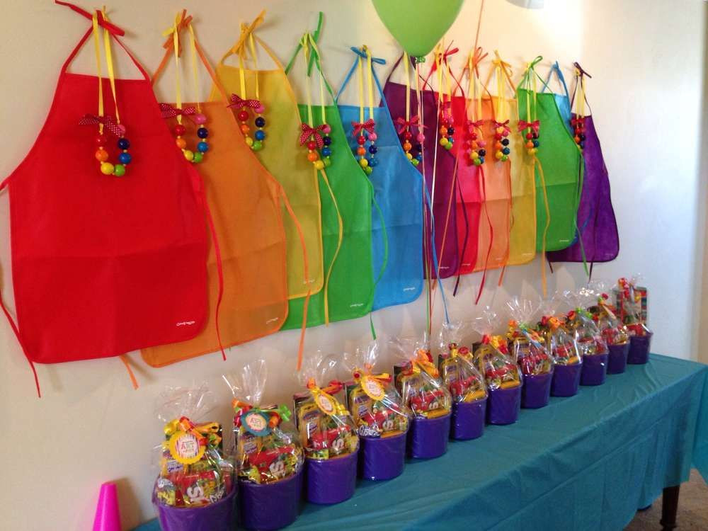 Birthday Party Ideas For 4 Year Old Girl
 Art Party buckets for favors are a good idea