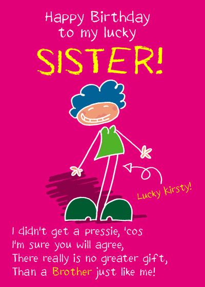 Birthday Quotes For Sister Funny
 Funny Sister Birthday Personalised Cards