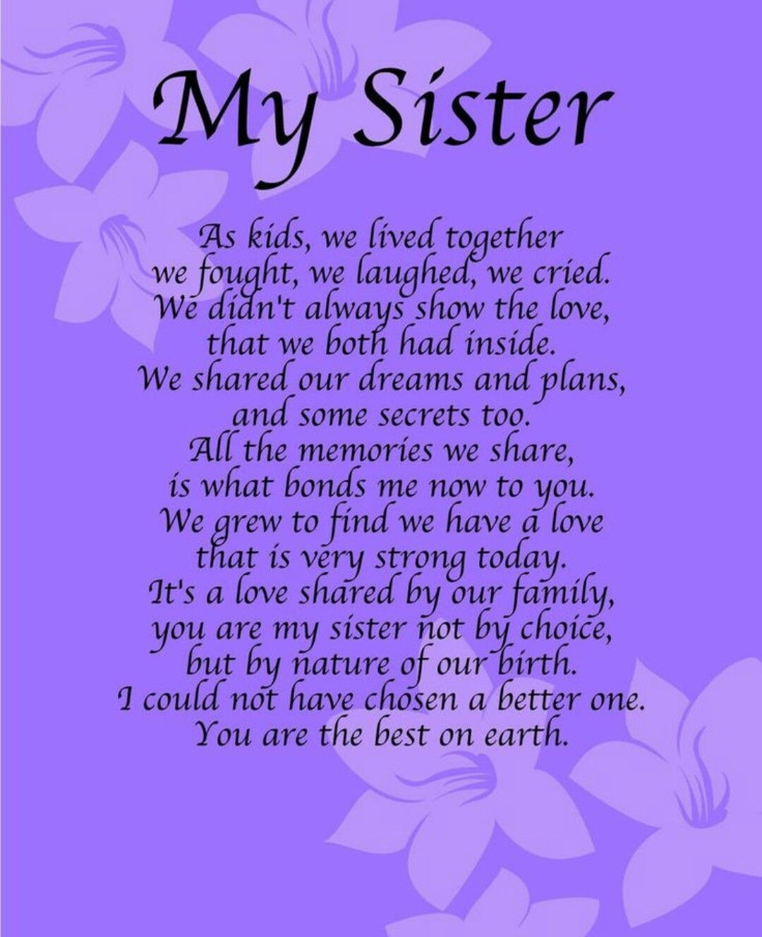 Birthday Quotes For Younger Sister
 My Sister My Life " ♡ Blaaa Pinterest