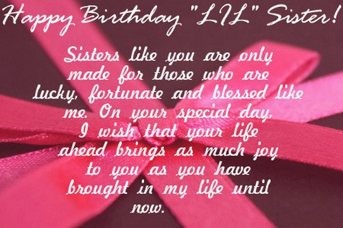 Birthday Quotes For Younger Sister
 Sweet Happy Birthday Younger Sister I Love U Messages