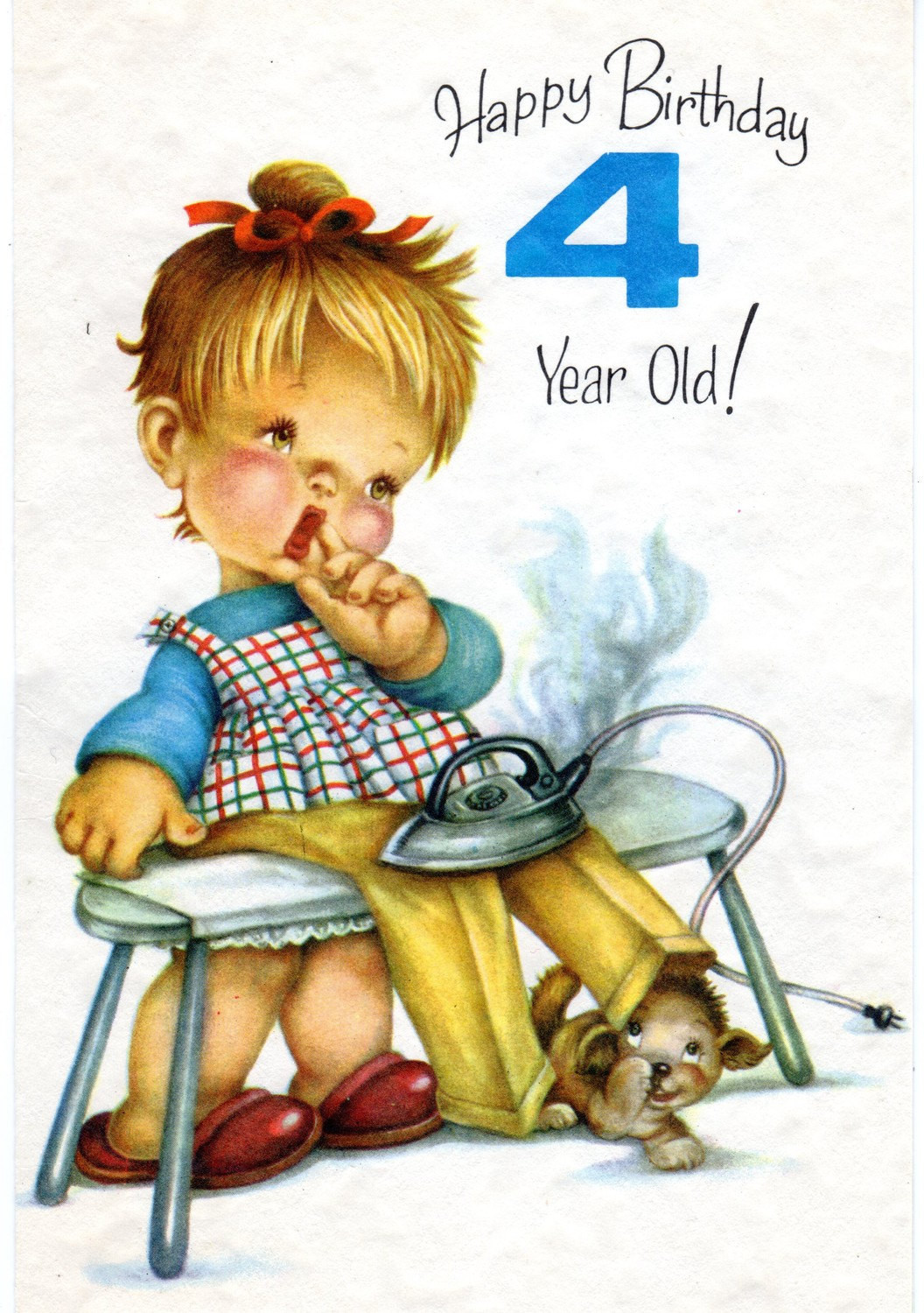 Birthday Wishes For 4 Year Old
 Vintage Birthday Greeting Card For Four 4 Year Old Child