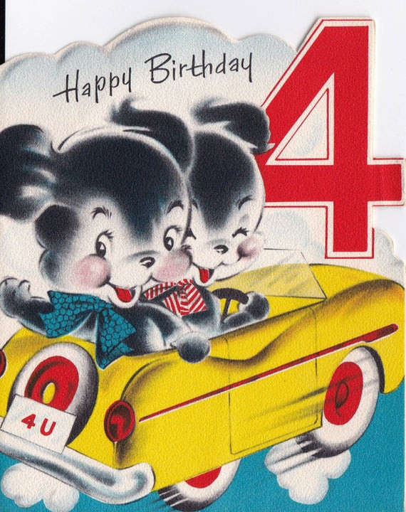 Birthday Wishes For 4 Year Old
 Items similar to Vintage 1960s Happy Birthday 4 Year Old