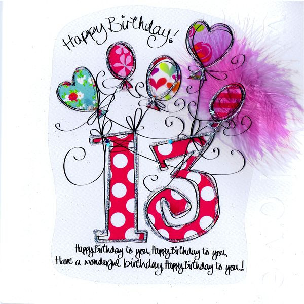 Birthday Wishes For Teenage Girl
 Card Age 13th Birthday Pink Balloons
