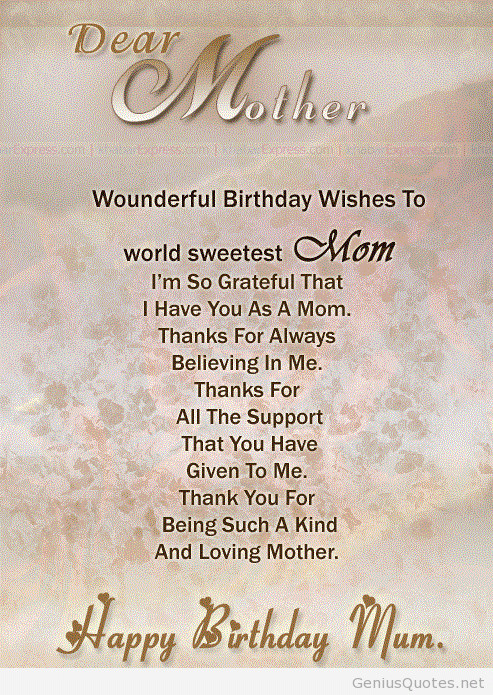 Birthday Wishes To Mom
 Birthday Quotes for moms quotes
