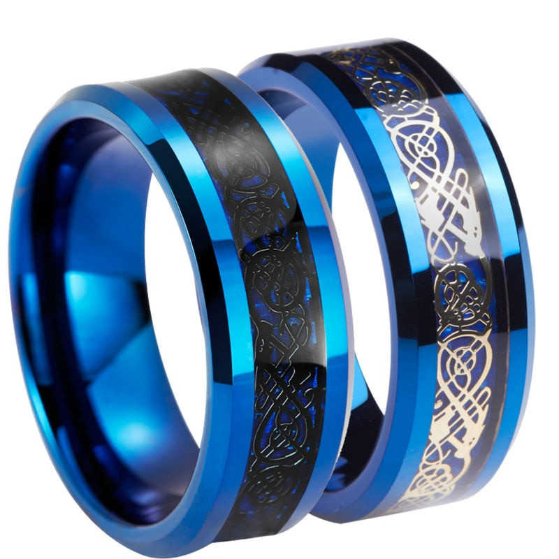 Black And Blue Wedding Rings
 Aliexpress Buy Queenwish Unique 8mm Black Gold
