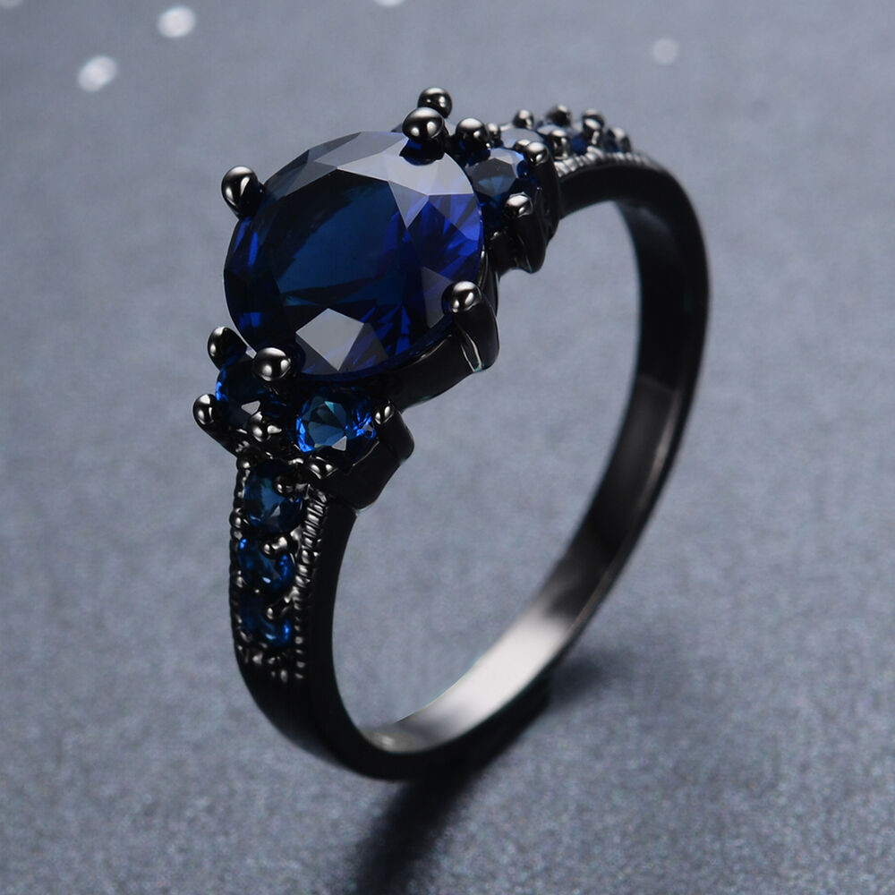 Black And Blue Wedding Rings
 Royal Blue Sapphire Wedding ring vintage black gold uni