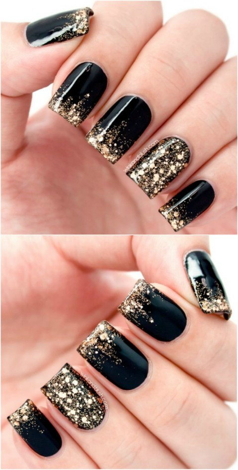 Black And Glitter Nail Designs
 Top 100 Most Creative Acrylic Nail Art Designs and
