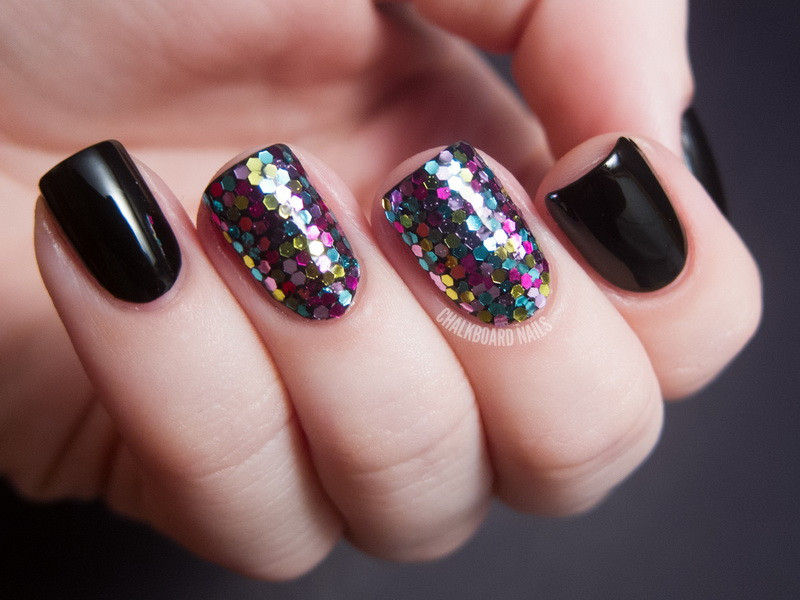Black And Glitter Nail Designs
 Glitter nail designs for shiny hands yve style