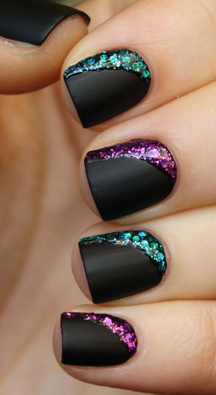Black And Glitter Nail Designs
 50 Most Beautiful Matte Nail Art Design Ideas For Trendy Girls