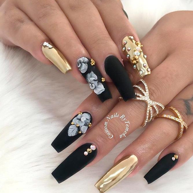 Black And Gold Nail Art Designs
 Best Coffin Shaped Nails