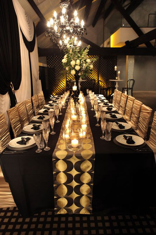 Black And Gold Wedding Theme
 Black and Gold wedding in the Doltone Loft