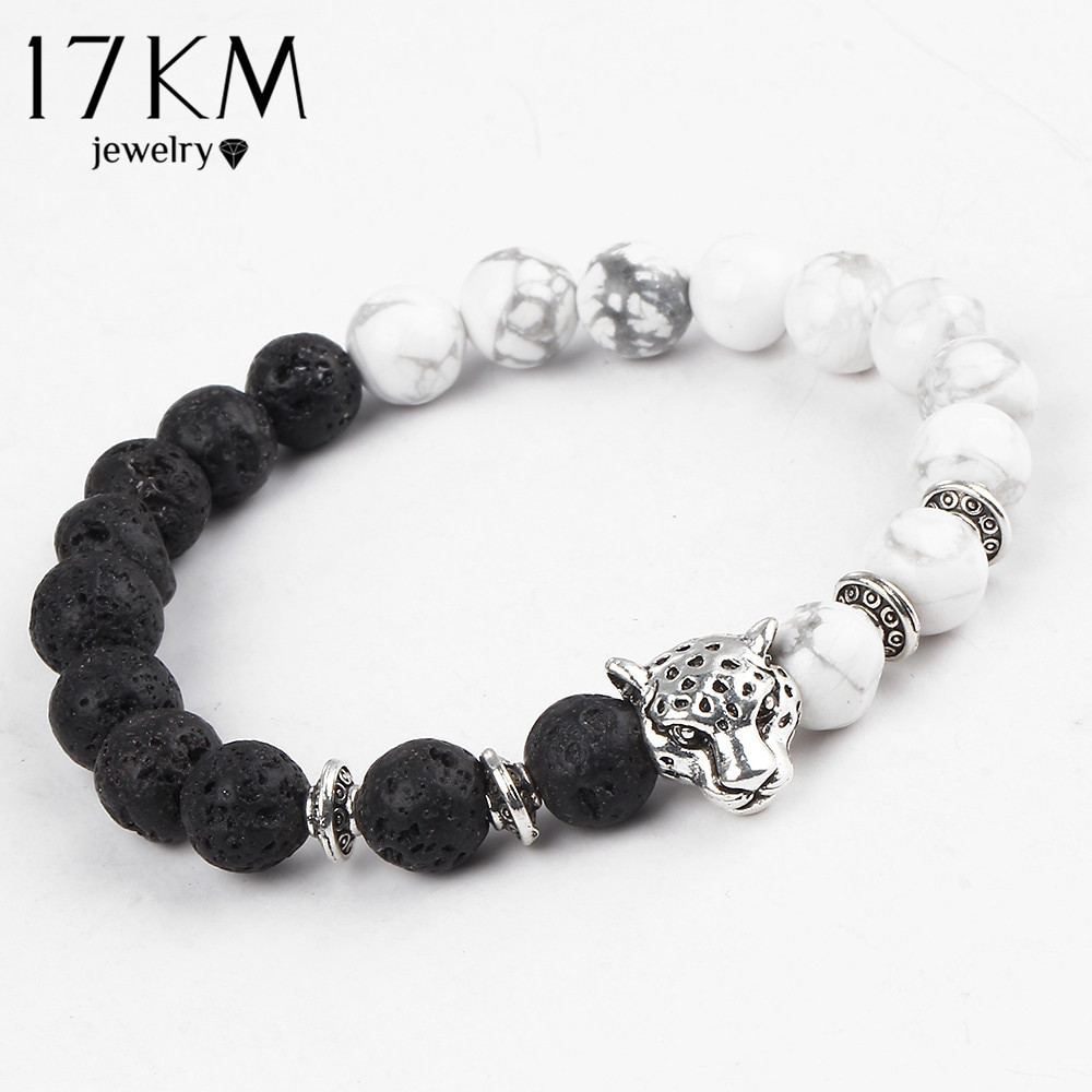 Black And White Bracelet
 17KM Fashion White and Black Leopard Charm Bracelet Silver