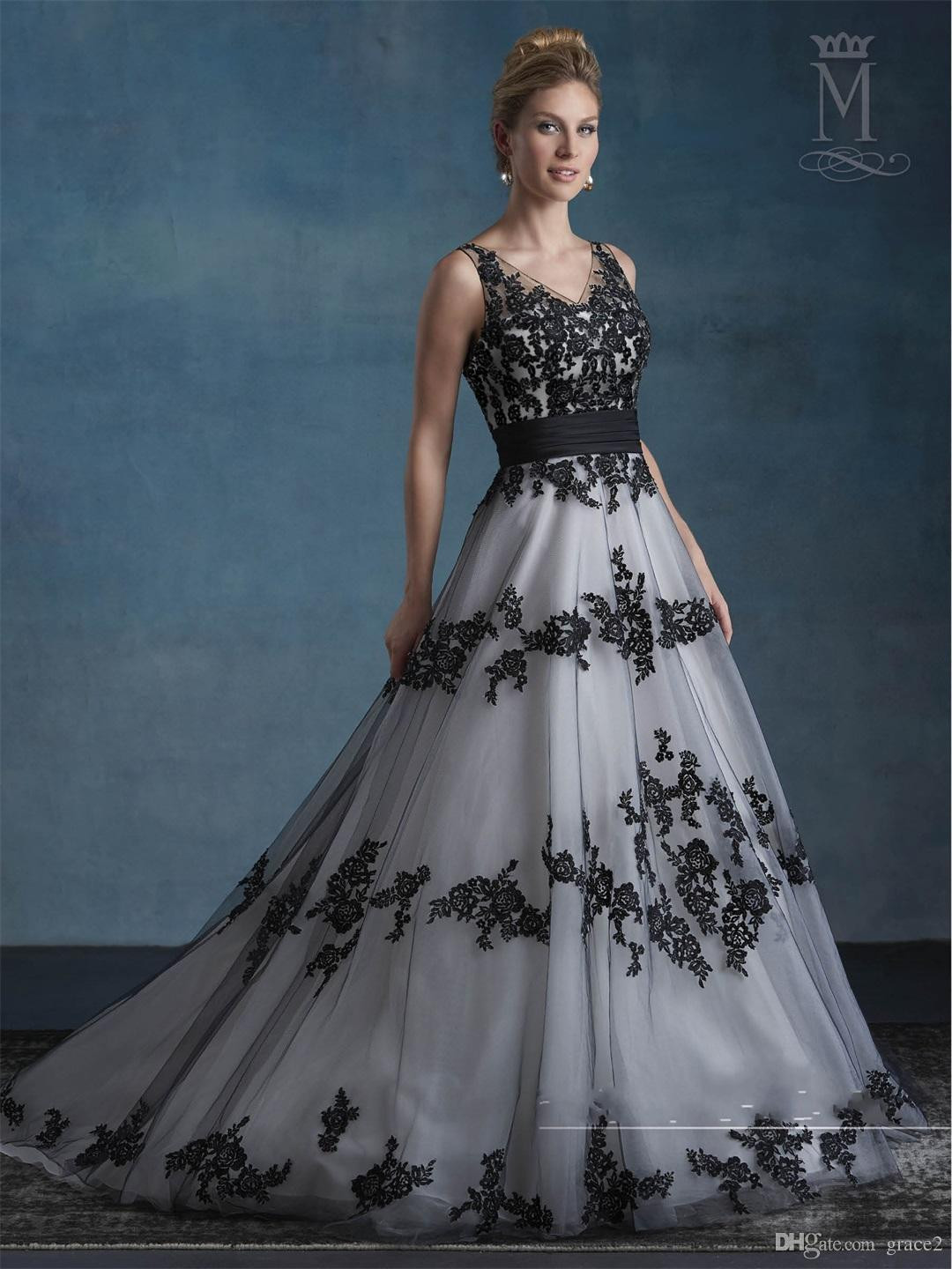 Black And White Wedding Dresses
 Discount Black White Wedding Dresses 2017 Mary S Bridal