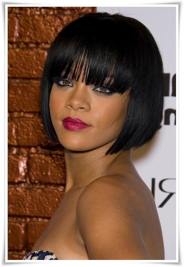 Black Bob Hairstyles With Bangs
 15 Best of Bob Hairstyles For Black Women With Sleek Bangs
