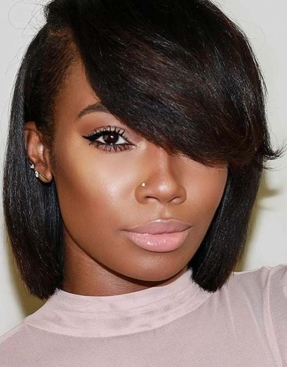 Black Bob Hairstyles With Bangs
 60 Best Short Bob Haircuts with Side Bangs 2018 for Black