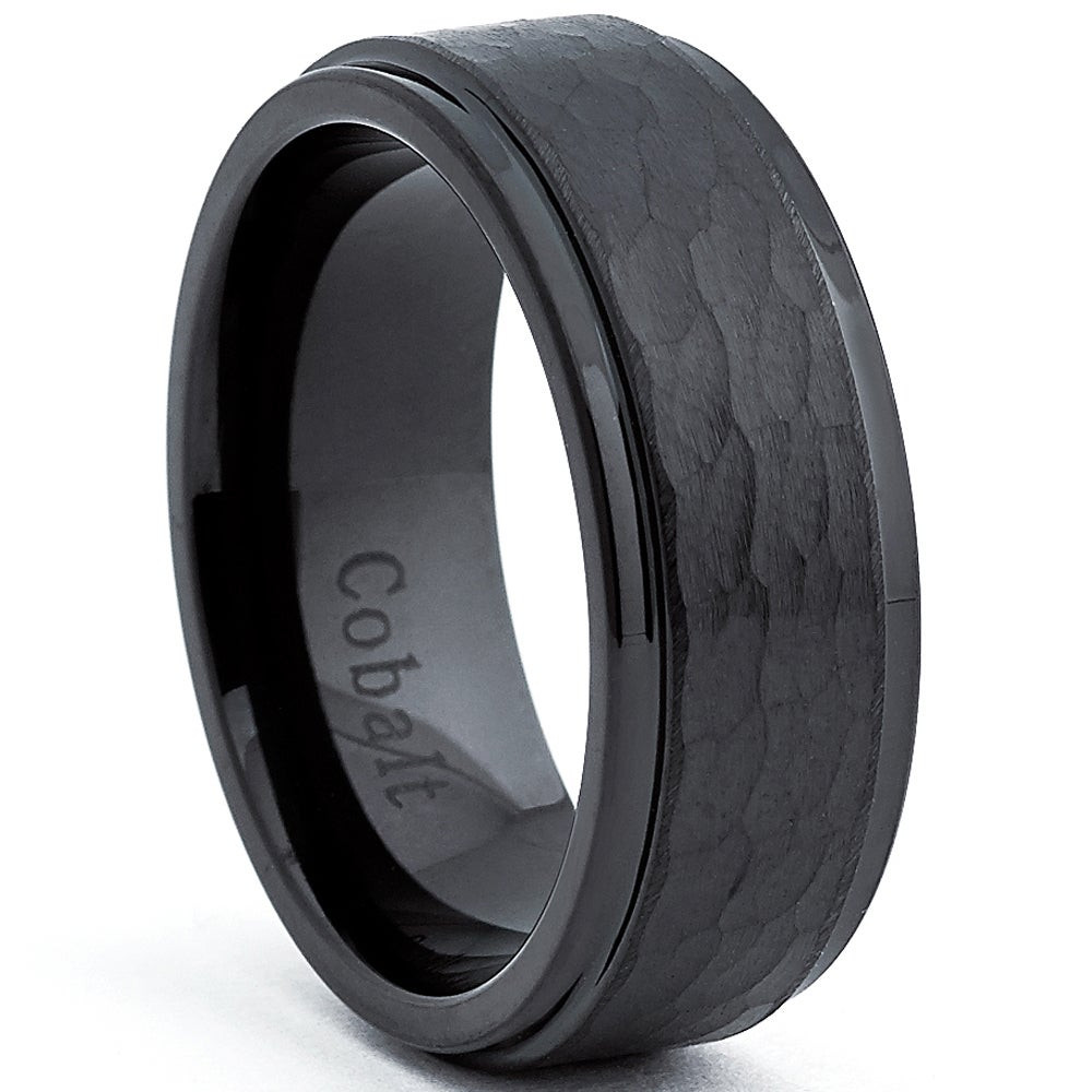 Black Cobalt Wedding Bands
 Cobalt Men s Black Hammered fort Fit Band 8 mm