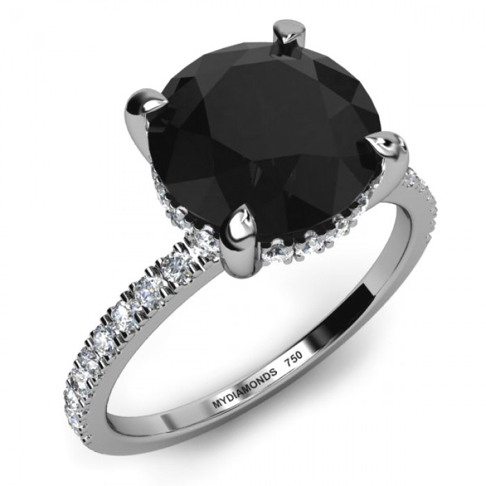 Black Diamond Solitaire Engagement Ring
 Noire 3 00ct Black Diamond Engagement Ring AAA Grade