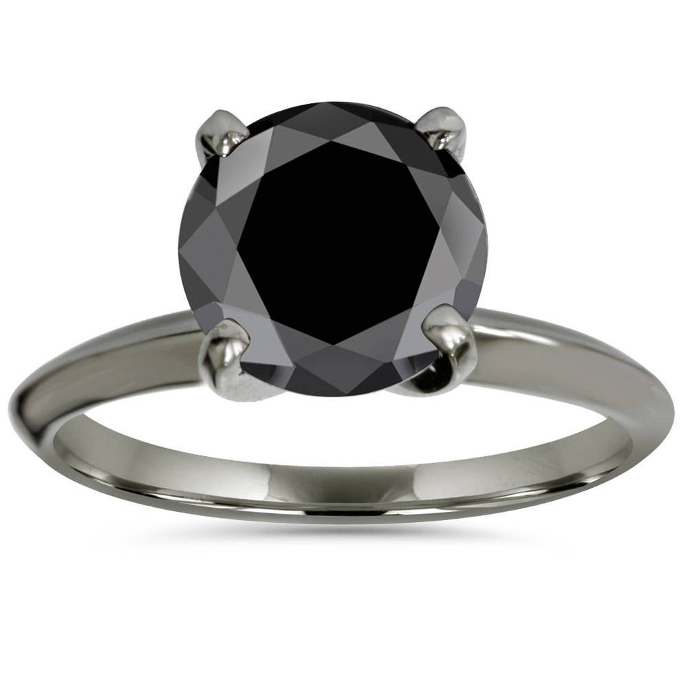 Black Diamond Solitaire Engagement Ring
 2ct Treated Black Diamond Solitaire Engagement Ring 14K