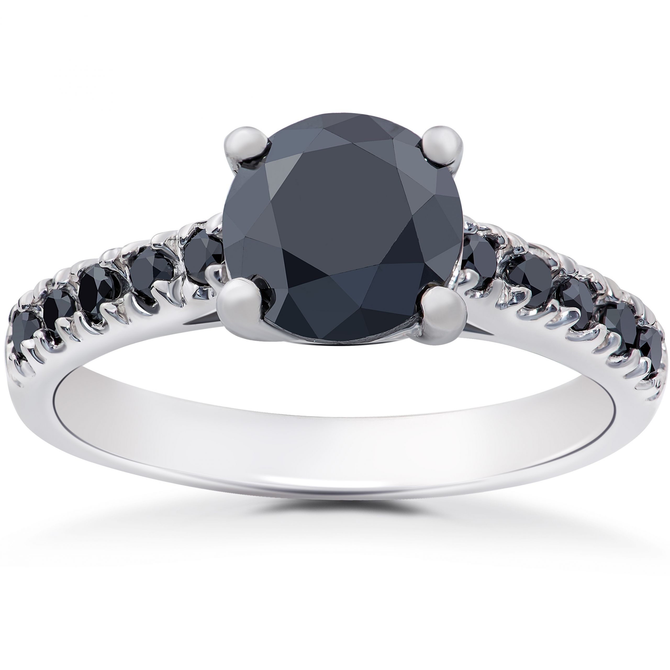 Black Diamond Solitaire Engagement Ring
 2 1 4 ct Black Diamond Solitaire Accent Engagement Ring