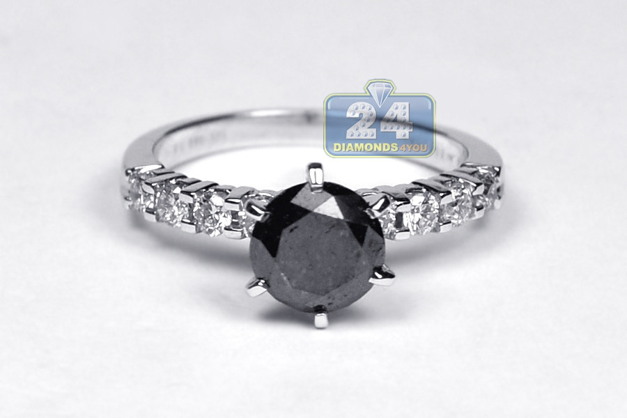 Black Diamond Solitaire Engagement Ring
 Womens Black Diamond Solitaire Engagement Ring 14K Gold 2