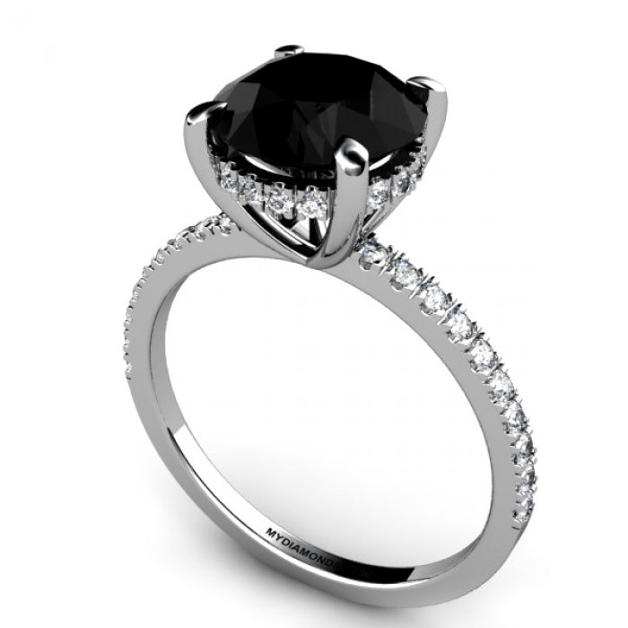 Black Diamond Solitaire Engagement Ring
 Noire 3 00ct Black Diamond Engagement Ring AAA Grade