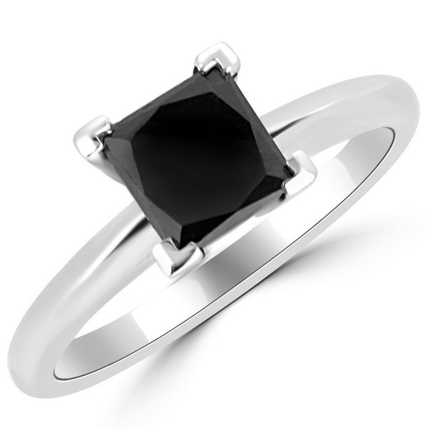 Black Diamond Solitaire Engagement Ring
 1 5 Carat Princess Cut Black Diamond Solitaire Engagement Ring