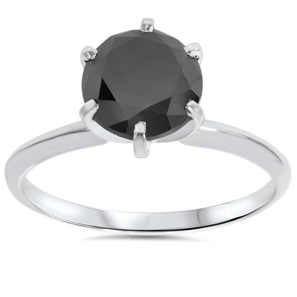Black Diamond Solitaire Engagement Ring
 1ct Treated Black Diamond Solitaire Engagement Ring 14K